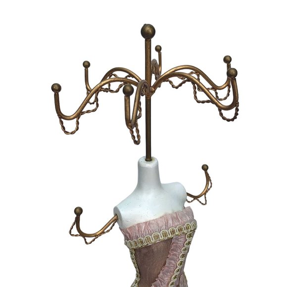 Doll Jewelry Stand Mermaid Trumpet Sequin Sparkly Golden Tan Light Pink Dress - Picture 5 of 11